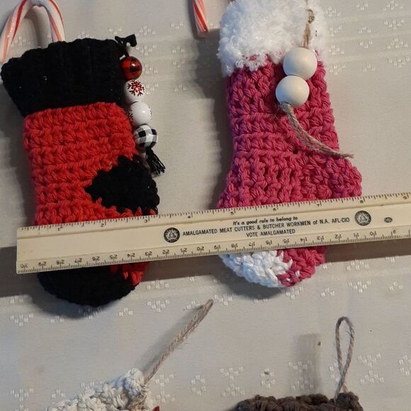 6 pc.hand crocheted sock ornaments - Picture 9 of 9